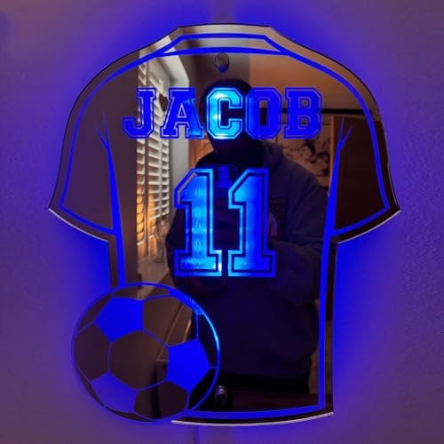 Personalized Led Sign, Football Team Kit, Custom Name Football Shirt Led Sign, Soccer Team Shirt Kid's, Room Decor Led Wall Decor (30 * 35cm)