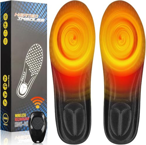 Beheizbare Sohlen mit Fernbedienung Beheizte Einlegesohlen Akkubetrieb Thermosohlen Heizung Warme Einlegesohlen Drahtloser Beheizte Schuheinlagen Sohlenwärmer Wärmesohlen Fußwärmer (L(42-47) O)