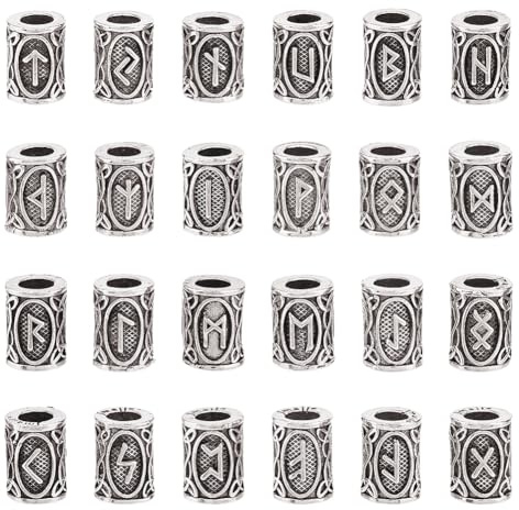 DICOSMETIC 24 Stück 24 Stil 13x8.5mm Legierung Säule Spacer Perlen Antik Silber Europäische Perlen Große Metall Haarperlen Für Zöpfe Metallrohrperlen Für Schmuckherstellung Bohrung: 5.2mm