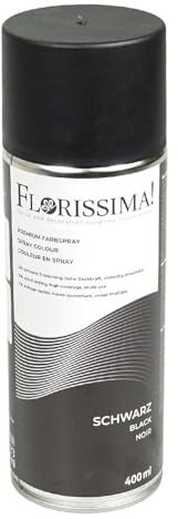 Florissima Farbspray 400ml – Sprühfarbe für Blumen, Deko & Bastelprojekte – Farben: Schwarz, Weiß, Moosgrün, Weihnachtsrot, Lila – Schnelltrocknend & Vielseitig (Schwarz)