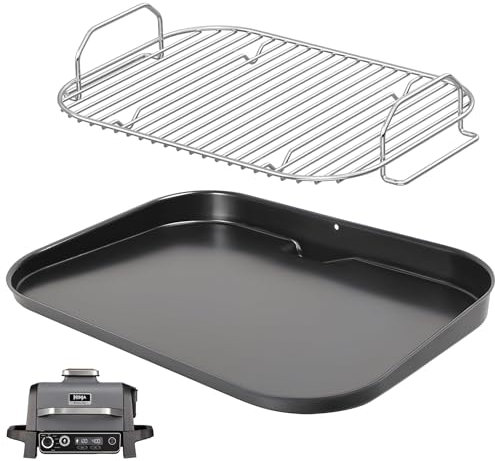 WELL GRILL Non-Stick Flat Plate and Grill Rack for Ninja Woodfire OG700 Series Grills, Griddle Plate Stainless Steel Roasting Rack Accessories for Ninja Outdoor 7 in 1 Grills OG701UK OG751UKAMZ