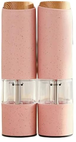 BOGAZY Pepper Mill Electric Salt Pepper Grinder Set Led Light Automatic Spice Herb Mill Adjustable Coarseness Salt Pepper Grinder(Pink,2pcs)