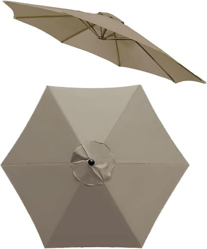 ELYSYSRL Auvent de Remplacement pour Parasol de Terrasse de 2/2.5/3.0/3.5m, 6 Baleines/8 Baleines Toile De Parasol Déporté Housse de Rechange(Chameau,2.5M/6 Arms)