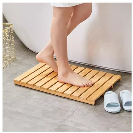 Duschmatte aus natürlichem massivem Nanmu-Holz – Wasserabweisende, rutschfeste Badezimmer-Bodenmatte für Whirlpool-Badewanne im Innen- und Außenbereich – keine Wartung & stilvoll