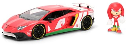 Jada KNUCKLES LAMBORGHINI AVENTADOR W/KNUCKLES 1:24 scale model vehicle to collect, play and display, suitable for gift, party favors, Christmas and birthdays