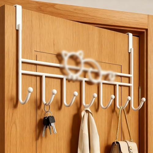 Home-X Set of 2 Over The Door Hooks, White Heavy Duty Over Door Hanger, Rust Resistant & Space Saving Over Doors Coat Hooks Storage for Hanging Coats, Towels, Bags, Robes, Hats
