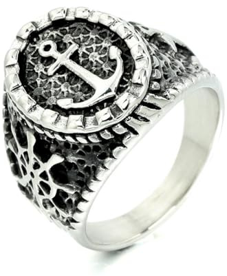 fycouyee Cross rings men's fashion personality anchors men's hip-hop