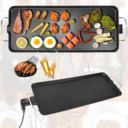 Teppanyaki Grill,2000W Electric Grill BBQ, 68cm L Smokeless Indoor/Outdoor Griddle with 6 Temp Control, Premium Non-Stick Surface & Easy Clean - Grilled Flavor, Less Smoke for 4-6 People (UK 220V)