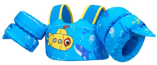Gogokids Baby Schwimmweste mit Schwimmflügeln für 15-30 kg, EN 13138-1 Zertifizierte Schwimmhilfe für Kinder von 2-6 Jahren, Schwimmnudel für Kleinkinder mit Armflügeln für Pool, Strand & Schwimm