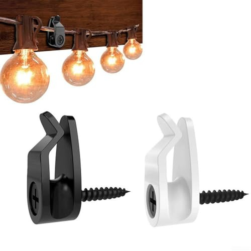 Filteilect Outdoor-Haken zum Aufhängen mit Schrauben für Lichterketten und Pflanzkörbe, wetterfeste Kunststoffhalter für Garten oder Innendekoration (20 Stück, weiß)