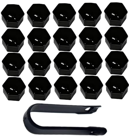 20 Stück Radmutterkappen, Innendurchmesser 19mm Universal Radschraubenkappen Schwarz, Schraubenabdeckung für Auto Radmuttern inklusive Entfernungswerkzeug