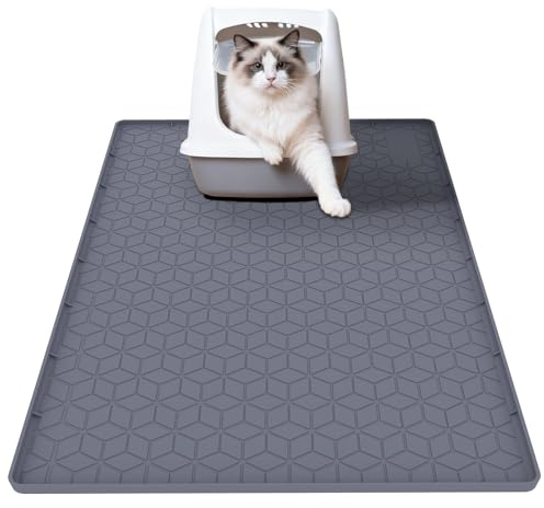 Capslpad Alfombrilla de silicona para arena de gatos, 86 x 56 cm, alfombrilla grande para bandeja de arena, alfombrilla impermeable para caja de arena, alfombrilla suave para atrapar arena para gatos