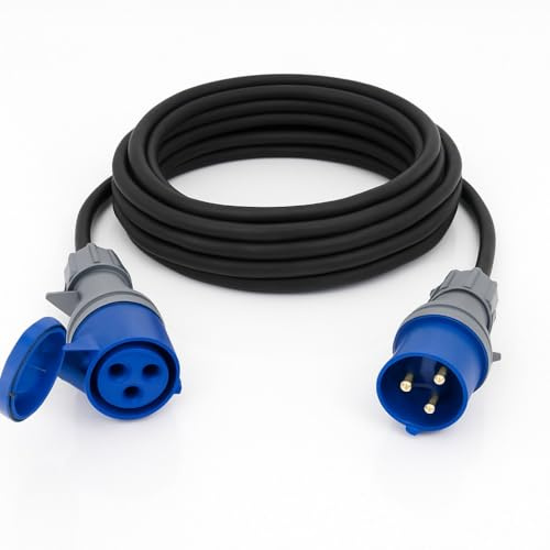 32A Blue Extension Lead, 5m – 3 Pin 230V Single Phase – 6mm² H07RN-F Heavy Duty Rubber Cable (5 Metre)