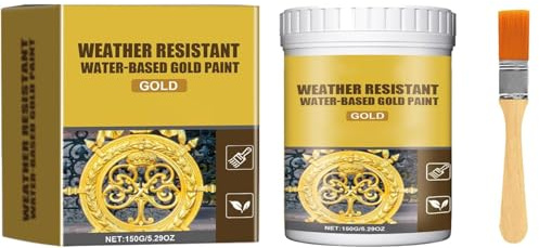 GENERIC Pintura Dorada A Base De Agua Resistente A La Intemperie, Pintura Acrílica Dorada De Alto Brillo Para Metal, Adecuada Para Puertas Al Aire Libre, 150 G
