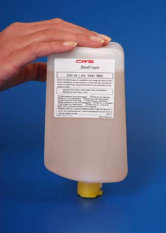 CWS 5481000 Seifenkonzentrat Best Foam Mild Blumiger Duft für CWS Seifenspender Paradise Foam Slim 1 VE = 12 Stück à 500 ml dermatologisch getestet