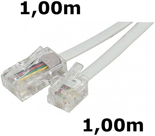 DITM® Cordon Téléphone ou ADSL RJ11 Male vers RJ 45 Male (1,00m, Blanc)