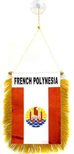 AZ FLAG - Wimpel Französisch-Polynesien - 15x10 cm - Polynésie Française Mini Flagge 10 x 15 Cm - Auto Pennant Spezielle Auto