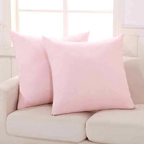 MOHAP Lot de 2- Taies d'oreiller 65x65cm Rose Housse d'oreiller avec Une Fermeture Eclair en Microfibre
