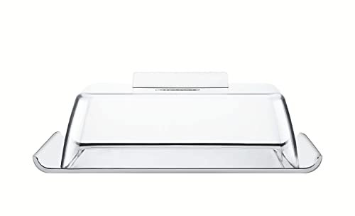 Tramontina Mantequera rectangular de acero inoxidable con tapa transparente, Quadrata