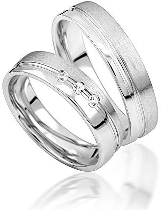2x Palladium Eheringe Partnerringe Trauringe Verlobungsringe inkl. Gravur und Steine PDJC13-585