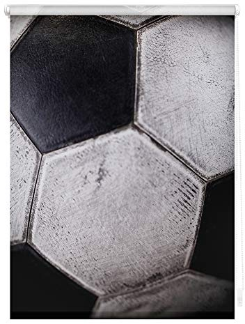 Lichtblick Klemmfix Tageslicht-Rollo mit Motiv, ohne Bohren, Blickdicht, Seitenzugrollo, Made in Germany, Retro Fußball - Schwarz-Weiß 80 x 150 cm (B x L)