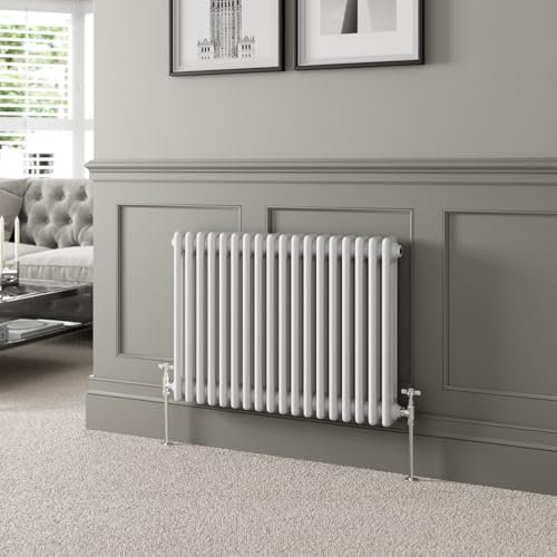 DuraTherm® 600 x 830mm White Traditional Horizontal Designer Radiator Triple Column Colosseum Cast Iron Style Central Heating Panel Radiators Rad