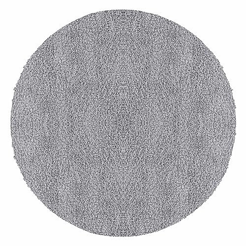 Teppium Moderner Hochflor Teppich Wohnzimmer 80 cm Rund Hellgrau - Shaggy Flauschiger Teppich, Extra Weich, Pflegeleicht und Einfarbig - für Schlafzimmer, Küche und Esszimmer