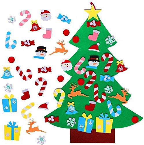 TATAFUN Árbol de Navidad del Fieltro de los 3.1FT DIY fijó + los Ornamentos Desmontables 26pcs, Regalos Colgantes de Navidad de la Pared para Las Decoraciones de la Navidad