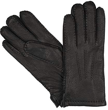 LLOYD Herrenhandschuhe Handschuhe Hirschleder Handgenäht Schwarz 8371, Farbe:Schwarz, Größe:L