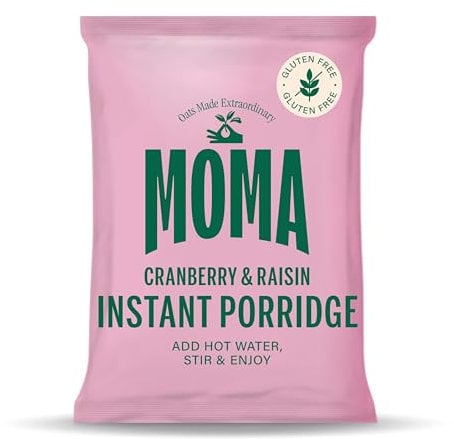 MOMA Porridge Sachets CRANBERRY & RAISIN - Box of 30 x 70g - Breakfast Jumbo Oat with Real Fruit - Gluten Free, High in Fibre, Source of Protein, Rich in Vitamin B6 - Made in UK