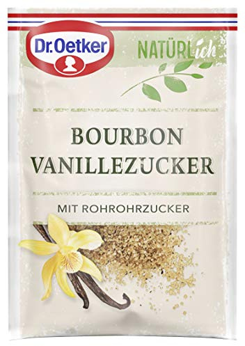 Dr. Oetker Bourbon Vanille Zucker, 3 x 8 g, Zucker verfeinert mit Extrakt aus edlen Bourbon-Vanilleschoten, zum Aromatisieren von Kuchen, Desserts & Shakes, vegan