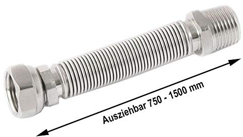 Edelstahl Wellrohr ausziehbar flexibel 1 Zoll AG - 750-1500mm