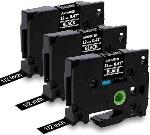 MarkField Kompatibel TZe-335 12mm Schwarz Schriftband für Brother P-Touch Bänder TZ TZe335 Tape Cassette 0,47 für PT-H100LB H105 H107 H101C H100R D200 D400 E110 Cube, Weiß auf Schwarz, 3 Pack