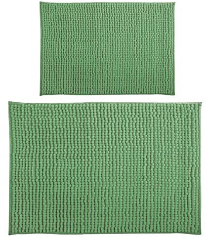 MSV Basil Badvorleger Set 2 teilig Chenille Langflor 40x60 cm + 60x90 cm Basil