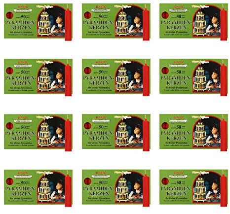 OLShop AG Knox Pyramidenkerzen rot, 12er Pack (12 x 50 Stück), Größe: ca. 14 x 70 mm Weihnachtskerzen