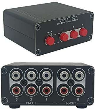 TENEALAY 3 in 2 Out RCA Stereo Audio Switch Ingresso Sorgente Segnale Selettore Selettore Splitter Box -RC32