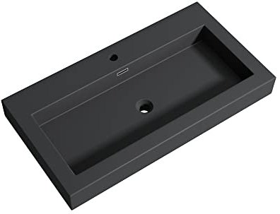 Mai & Mai Lavabo da Appoggio 90x48x10cm, Lavandino Bagno Rettangolare Colossum818 Lavabo da Minerale Fuso, Antracite Opaco