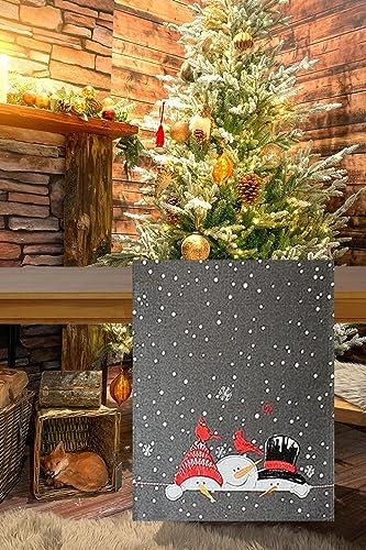 KAMACA Tischläufer 40x140 cm rechteckig mit filigraner Stickerei Küche Esstisch Tisch Dekoration Eyecatcher in Herbst Winter Weihnachten (Winterliche Kantengucker)