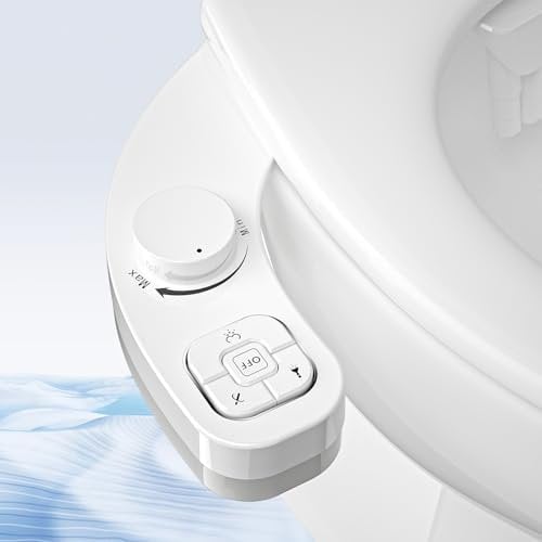 PENDEJATO Bidet Attachment for Toilet UK - Non-Electric Ultra-Slim Push-Button Bidet with Self-Cleaning Dual Nozzle (Frontal & Rear Wash) - Bidet Toilet Seat Attachment with Water Pressure Adjustment