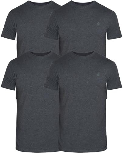 JRC Just Royal Clothing Pack of 4 Mens Short Sleeve Crewneck T-Shirts, Casual Round Neck Tops (Charcoal, 2XL)