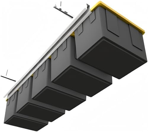 E-Z Garage Storage Tote Slide – Made in USA | Rack di stoccaggio per garage – Sistema di scorrimento a soffitto può contenere fino a 5 cestini, binari regolabili – Capacità di peso 68 kg – Organizer