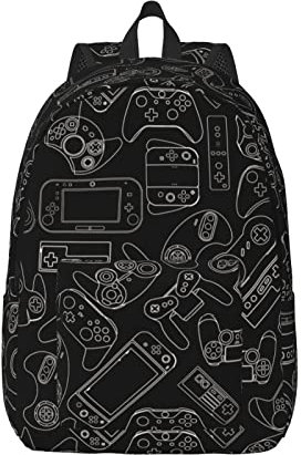 Duduho Rucksack, Laptop-Rucksack, Reisen, Wandern, Tagesrucksack, Mehrzweck-Büchertasche für Männer und Frauen, Spiel (schwarz), Small, Tagesrucksäcke