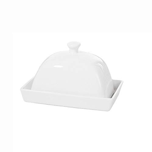 Piatto di burro Piatto di burro in ceramica con coperchio, piatto di burro rettangolare, grande piatto di burro - portiere porcellana con, usato for la tavola alberghiera, bianco Vassoio del burro