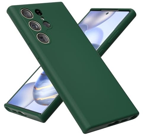 OHLIGIA Samsung Galaxy S23 Ultra Liquid Silicone Case Slim Protective 3 Layer Shockproof Phone Cover with Anti-Scratch Soft Microfiber Lining for Galaxy S23 Ultra 5G 6.8'' (2023) (Midnight Green)