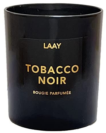 LAAY Duftkerze im Glas, Tobacco Noir, Tabak & Vanille Duft, Geschenk Kerze aus Sojawachs, Aromatherapie für zu Hause, 50 Stunden Brenndauer - 250g