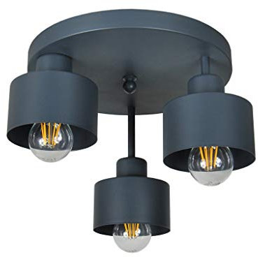 alfalux Lampe Deckenlampe LED 3 Flammig Deckenleuchte Metall E27 Geeignet Industriell Schlafzimmer Küche Wohnzimmer OST3030AN Anthrazit