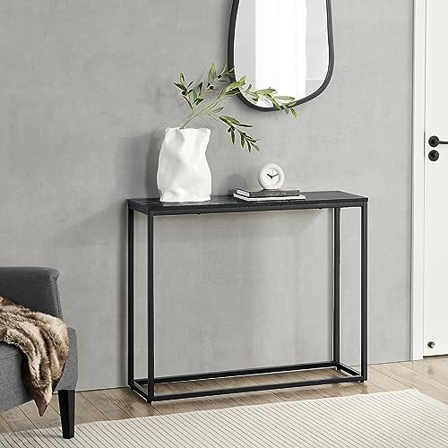 [en.casa] Konsolentisch Kittilä Sideboard 80 x 100 x 30 cm Flurtisch Beistelltisch Büro Wohnzimmer Industrial Schwarz/Marmoroptik