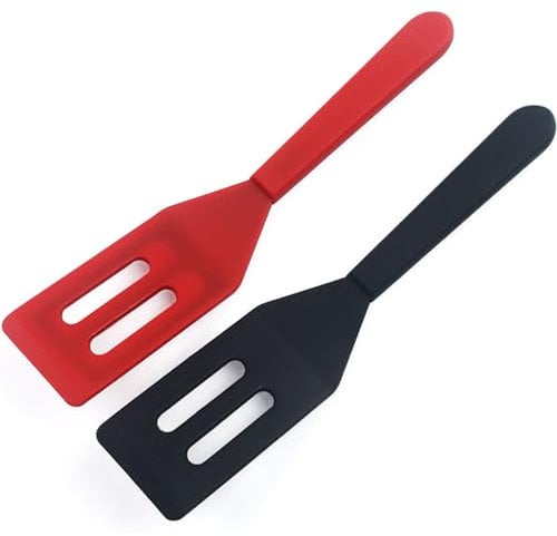 【2 Pack】Kunovo Small Spatula for Nonstick Cookware Mini Spatulas for kitchen Use,Heat-Resistant Silicone Thin Spatula Cooking Baking (Black-R)