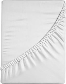 Zer0bed, Lenzuolo Sotto con Angoli Piazza e Mezza Tinta Unita 100% Cotone ANGOLO MAXI 30CM, 1 Piazza e Mezza, Bianco, 130x200