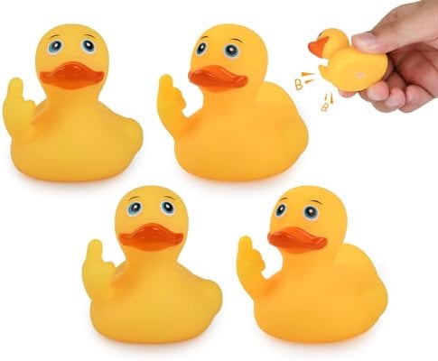 ds. distinctive style Mittelfinger Gummi Enten 4 Stück, gelbe Gummi Enten 5,4 cm lustige Auto Ornamente Ente für Auto Armaturenbrett Dekoration Computer Monitor Dekor